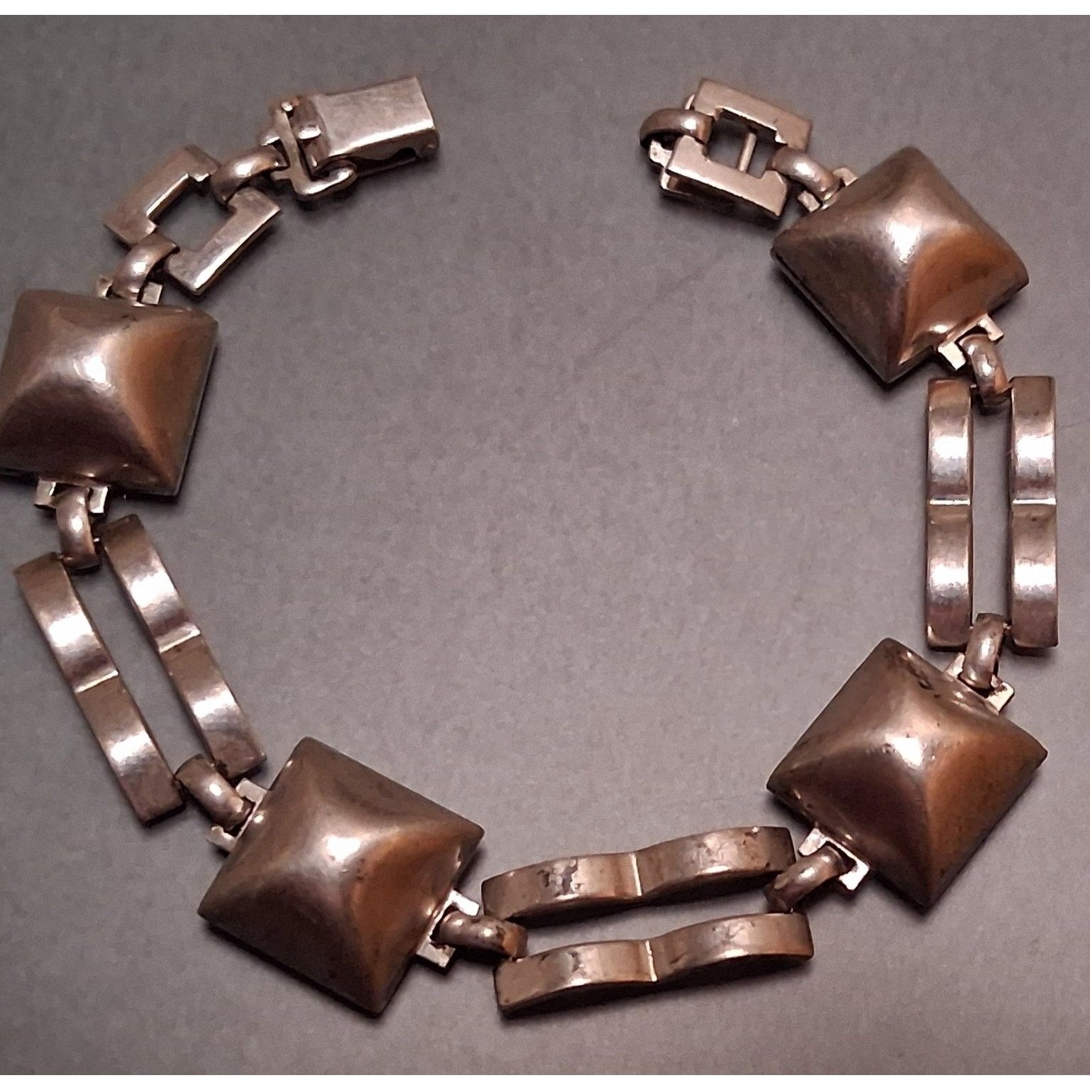 Vintage Sterling We Richards Pyramid Bracelet 925
